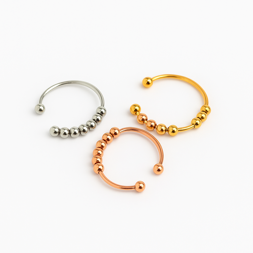 Anxiety Ring mit beweglichen Kugeln in verschiedenen Farben