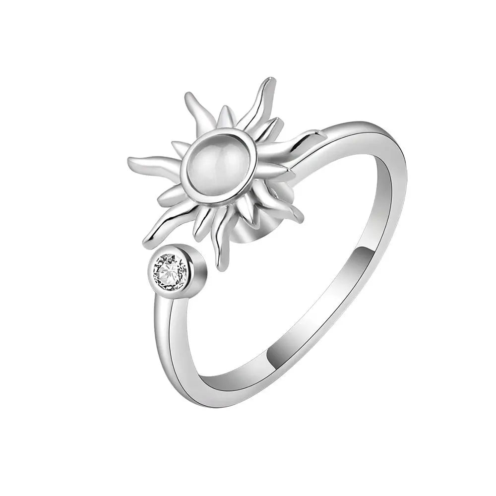 Anti-Stress Spinner-Ring mit Sonnenblumen-Design – 18K vergoldet, drehbar & stilvoll