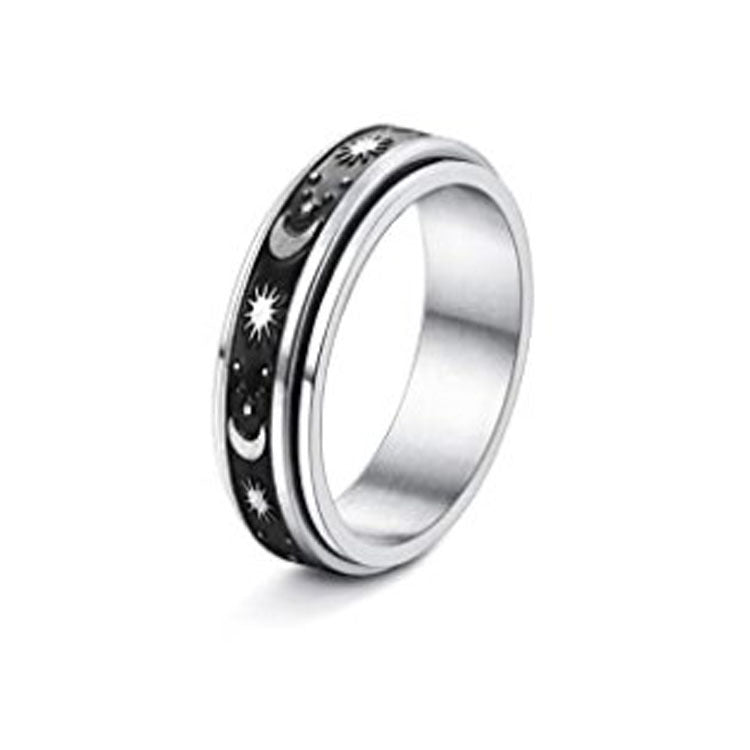 Drehbarer Spinner-Ring mit Mond & Sternen