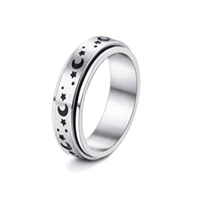 Drehbarer Spinner-Ring mit Mond & Sternen