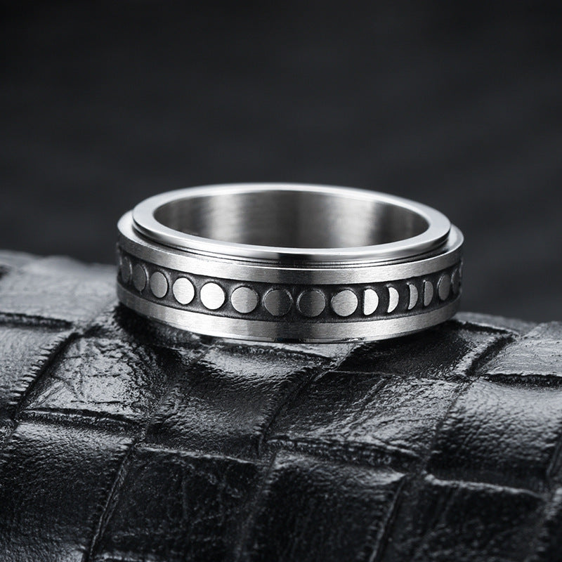 Drehbarer Spinner-Ring mit Mond & Sternen