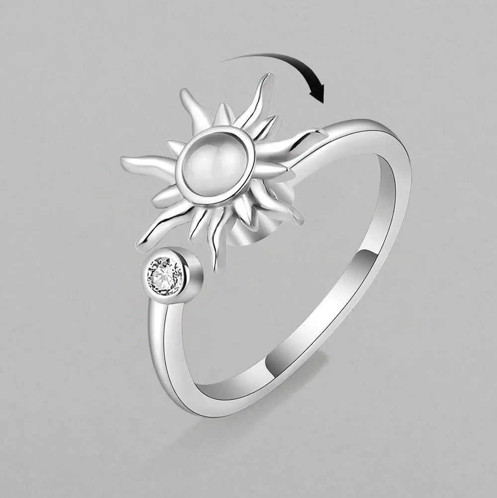 Anti-Stress Spinner-Ring mit Sonnenblumen-Design – 18K vergoldet, drehbar & stilvoll