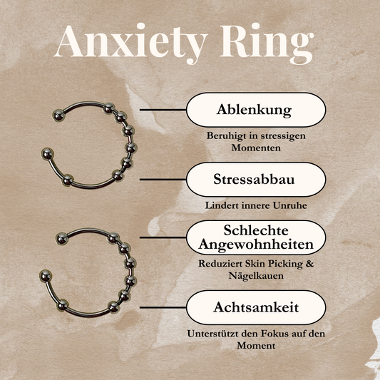 Anxiety Ring mit beweglichen Kugeln in verschiedenen Farben