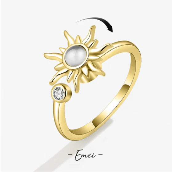 Anti-Stress Spinner-Ring mit Sonnenblumen-Design – 18K vergoldet, drehbar & stilvoll