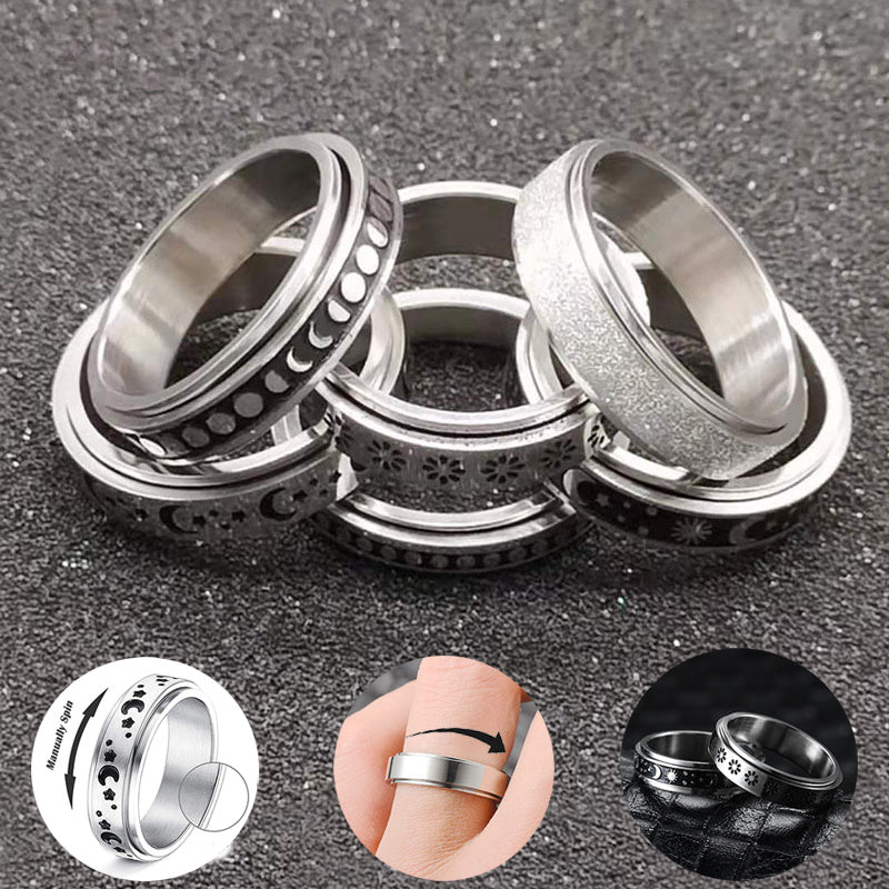 Drehbarer Spinner-Ring mit Mond & Sternen