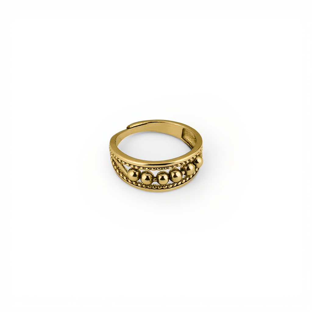 Premium Anxiety-Ring mit drehbaren Perlen im Vintage-Rahmen