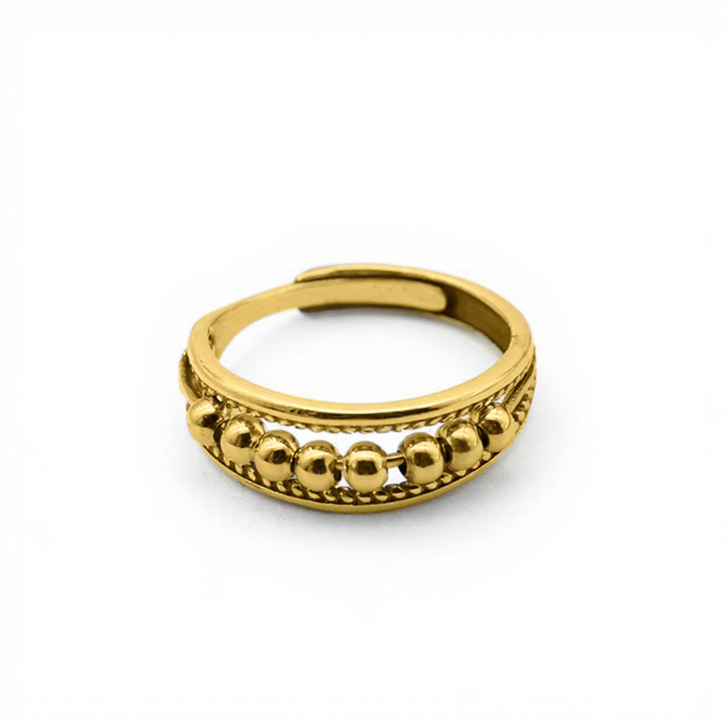 Premium Anxiety-Ring mit drehbaren Perlen im Vintage-Rahmen
