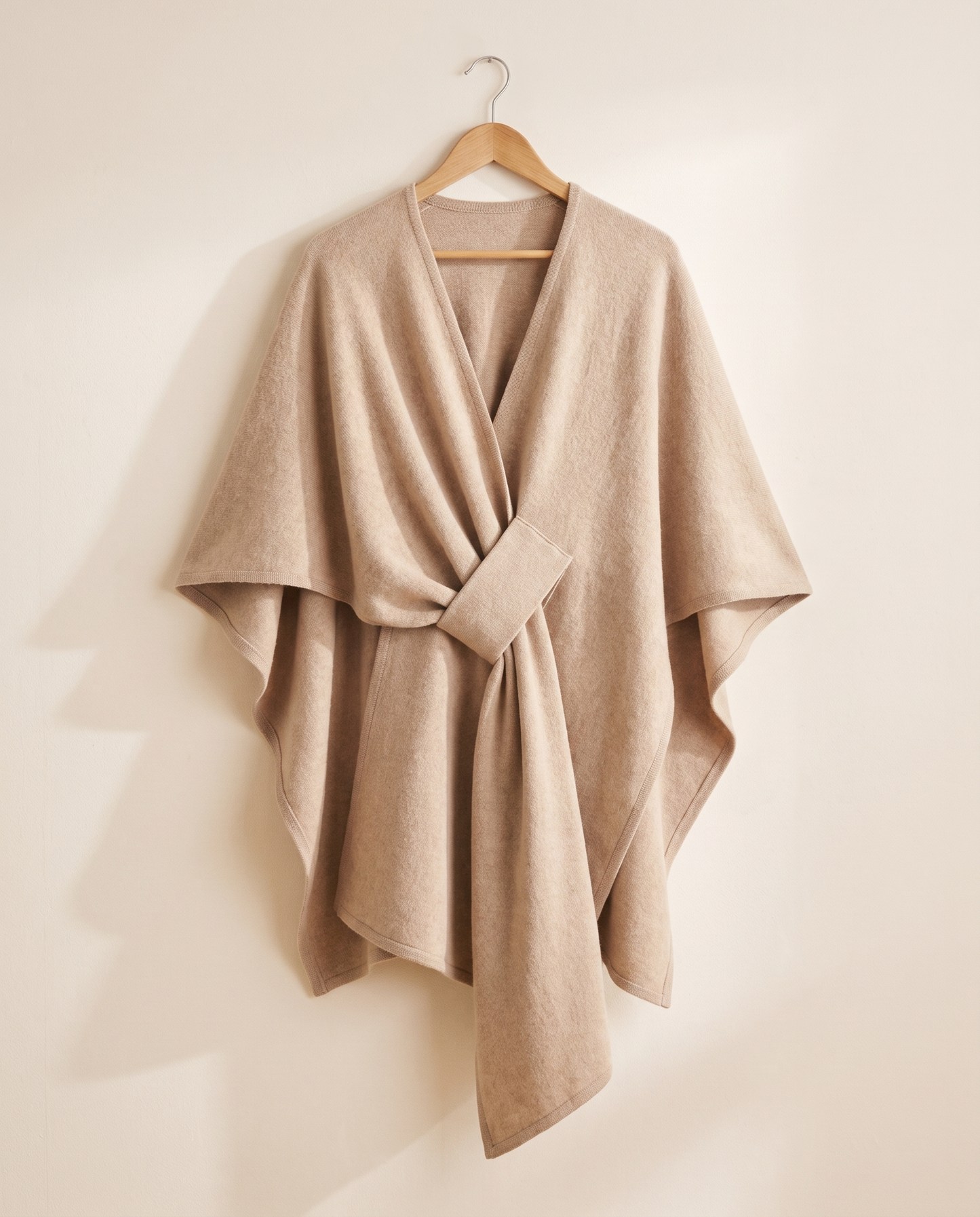 Langer Poncho Schal in Beige