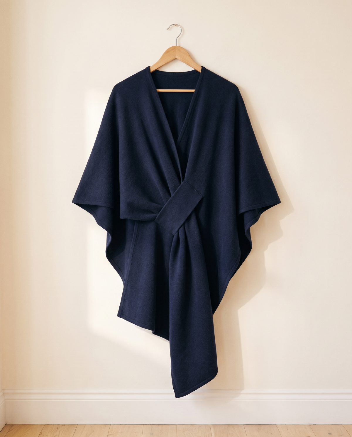 Langer Poncho Schal in Dunkelblau