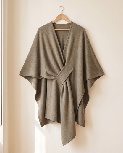 Langer Poncho Schal in Khaki