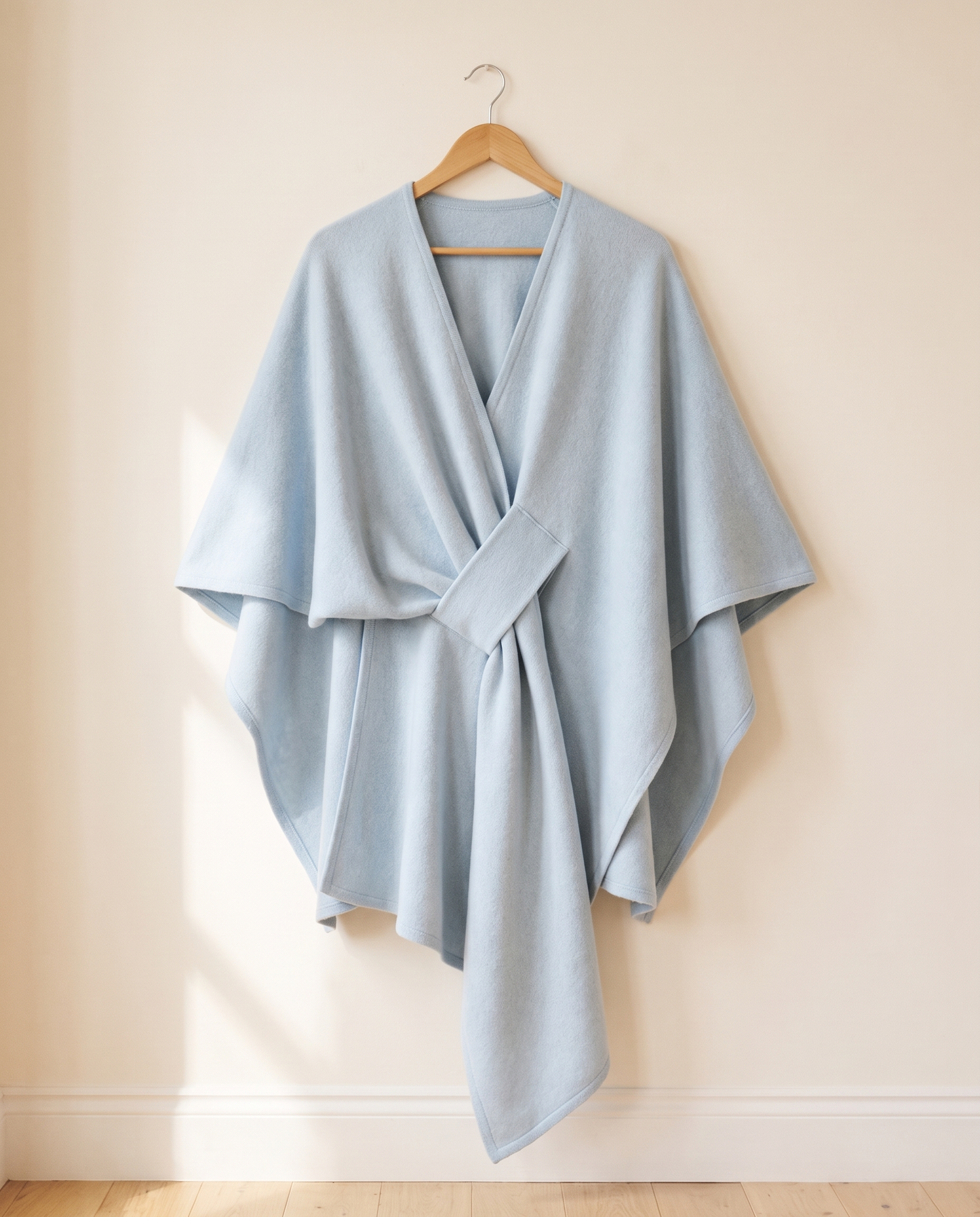 Langer Poncho Schal in Himmelblau
